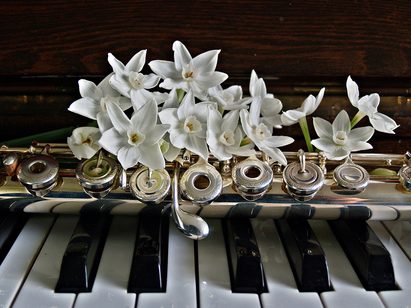 Flowers on Piano Keys